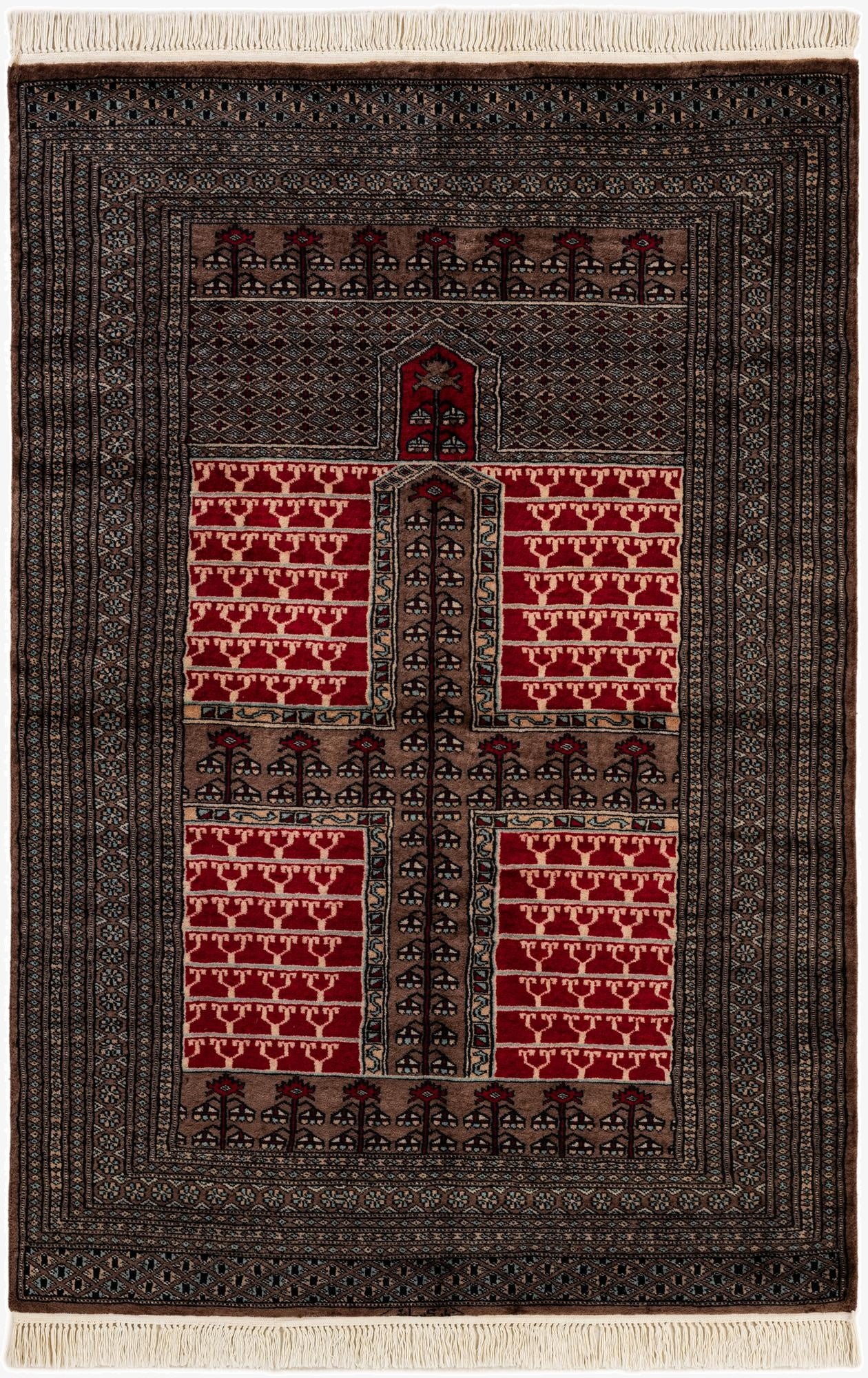 4' 1 x 6'  Hand Knotted Bokhara Oriental Wool Rug