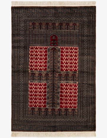 4' 1 x 6' Hand Knotted Bokhara Oriental Wool Rug