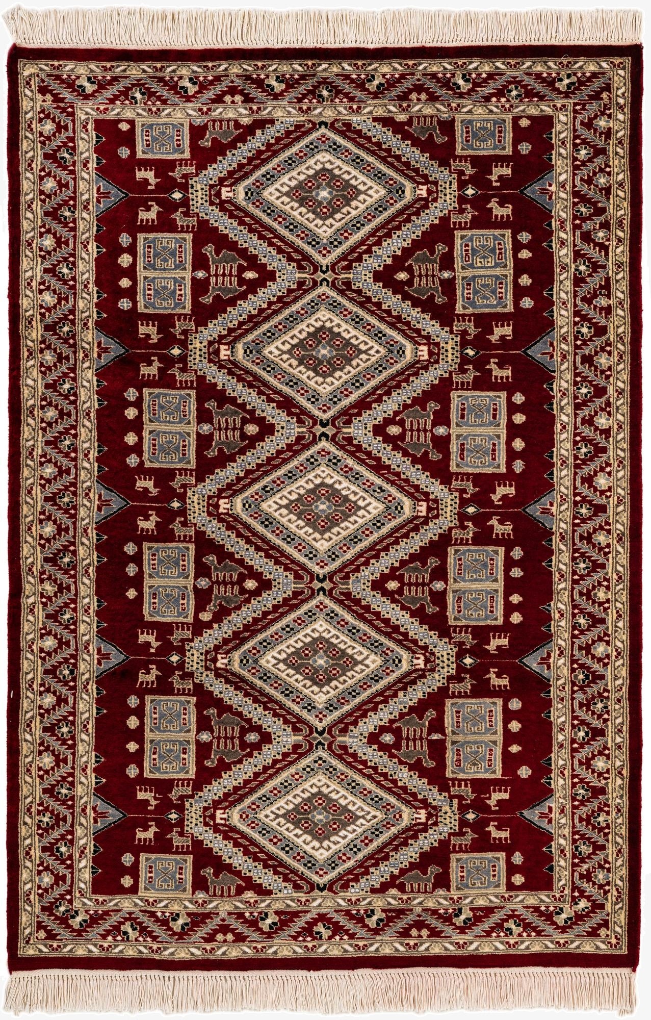 4' 3 x 6' 2  Hand Knotted Bokhara Oriental Rug