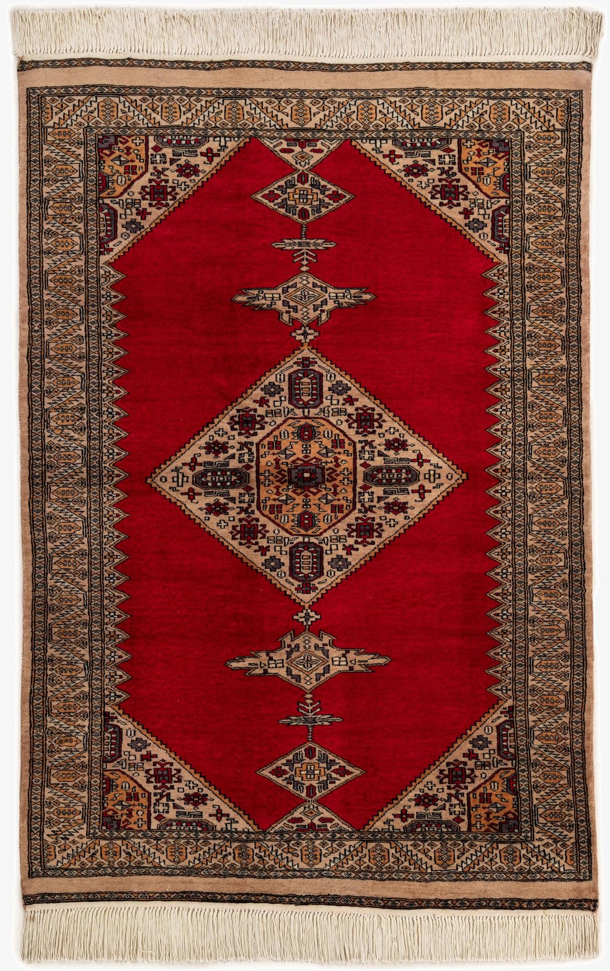 4' 3 x 6' 1  Hand Knotted Bokhara Wool Rug
