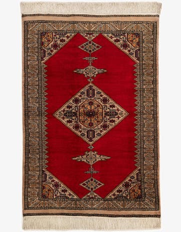 4' 3 x 6' 1 Hand Knotted Bokhara Wool Rug