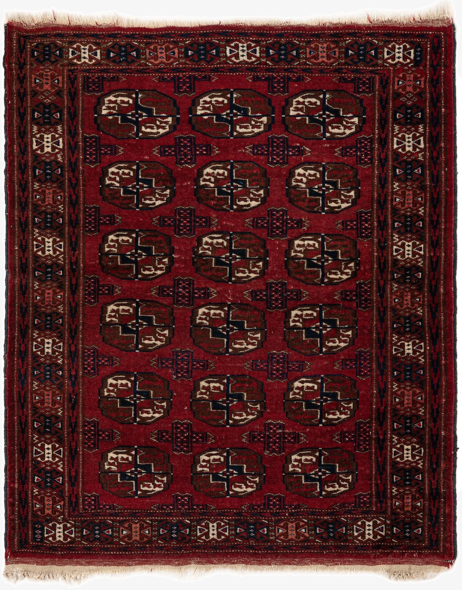 3' 1 x 3' 9  Hand Knotted Bokhara Oriental Wool Rug