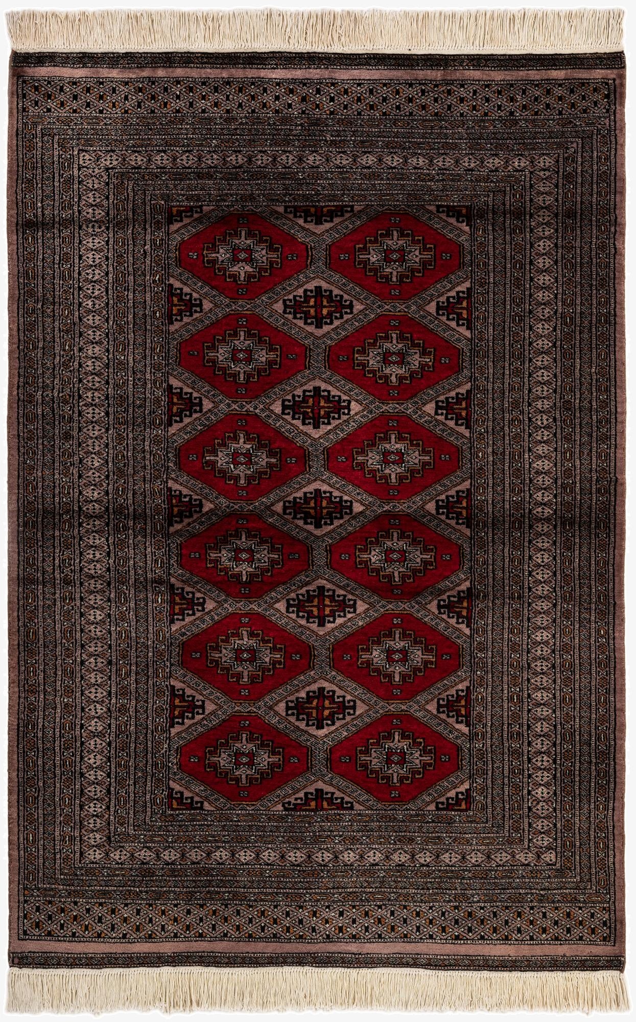 4' 3 x 6' 3  Hand Knotted Bokhara Oriental Wool Rug