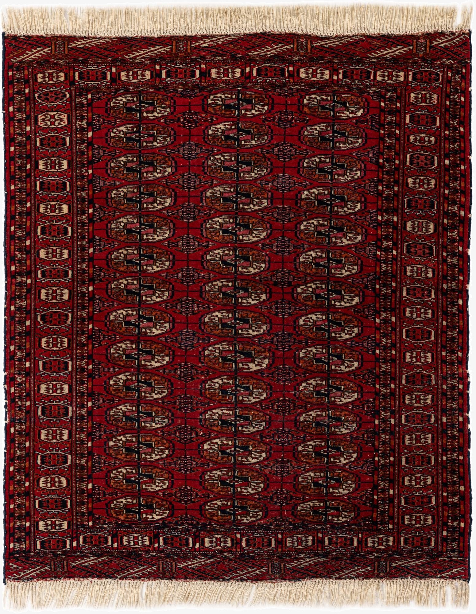 3' 9 x 4' 7  Hand Knotted Bokhara Oriental Wool Rug