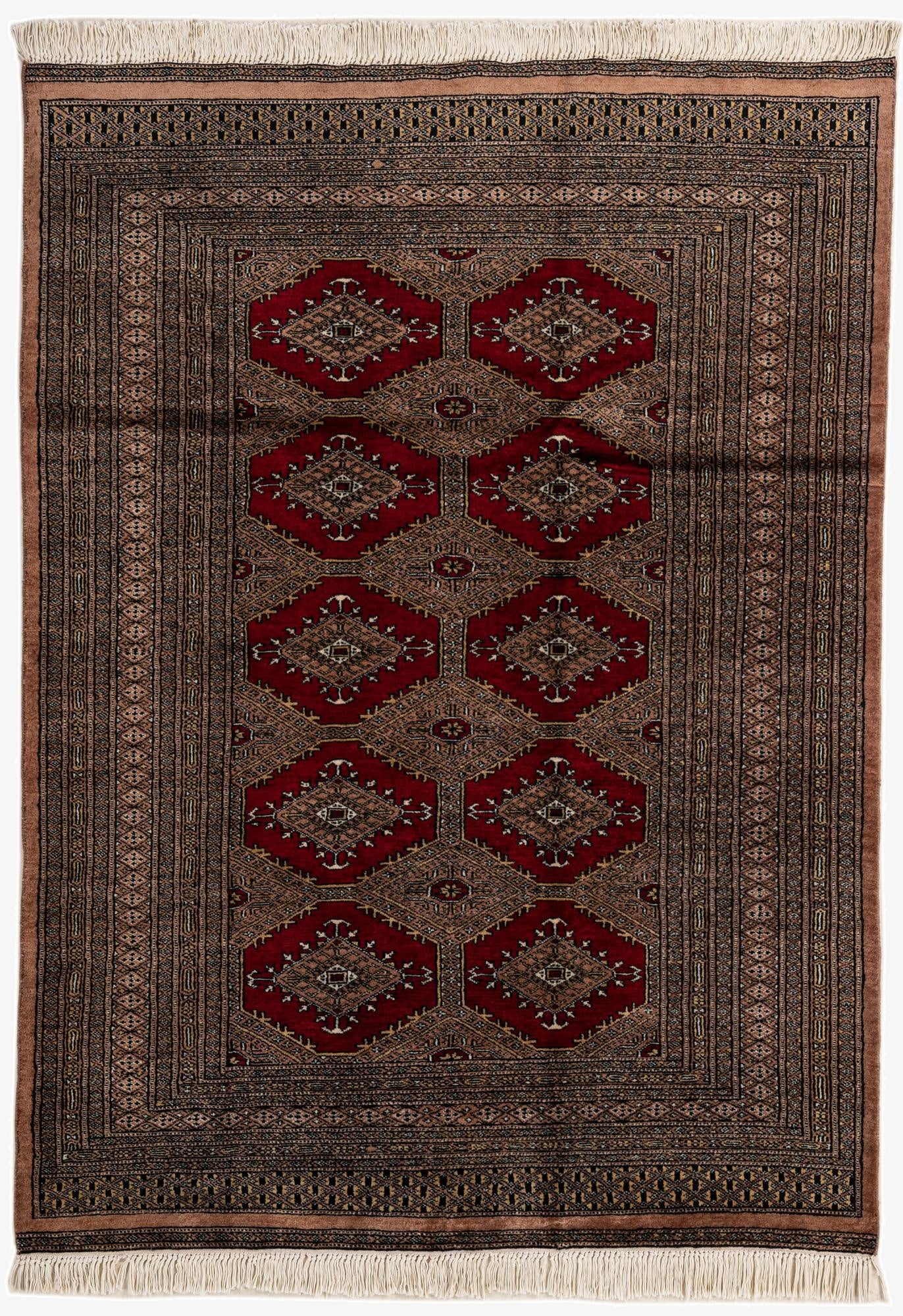 4' 2 x 5' 9  Hand Knotted Bokhara Oriental Wool Rug