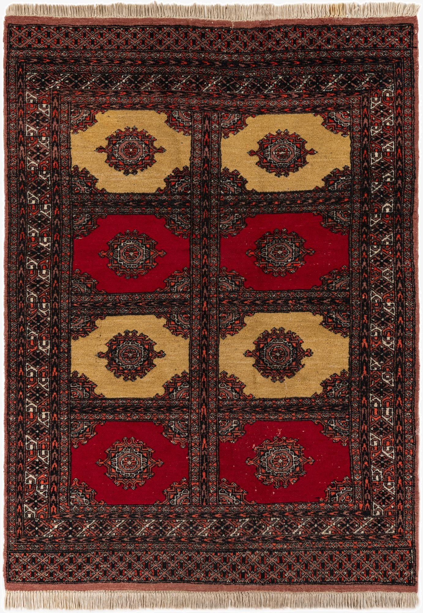 4' 3 x 5' 10  Hand Knotted Bokhara Oriental Wool Rug