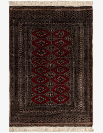 4' 3 x 6' 1 Hand Knotted Bokhara Oriental Wool Rug