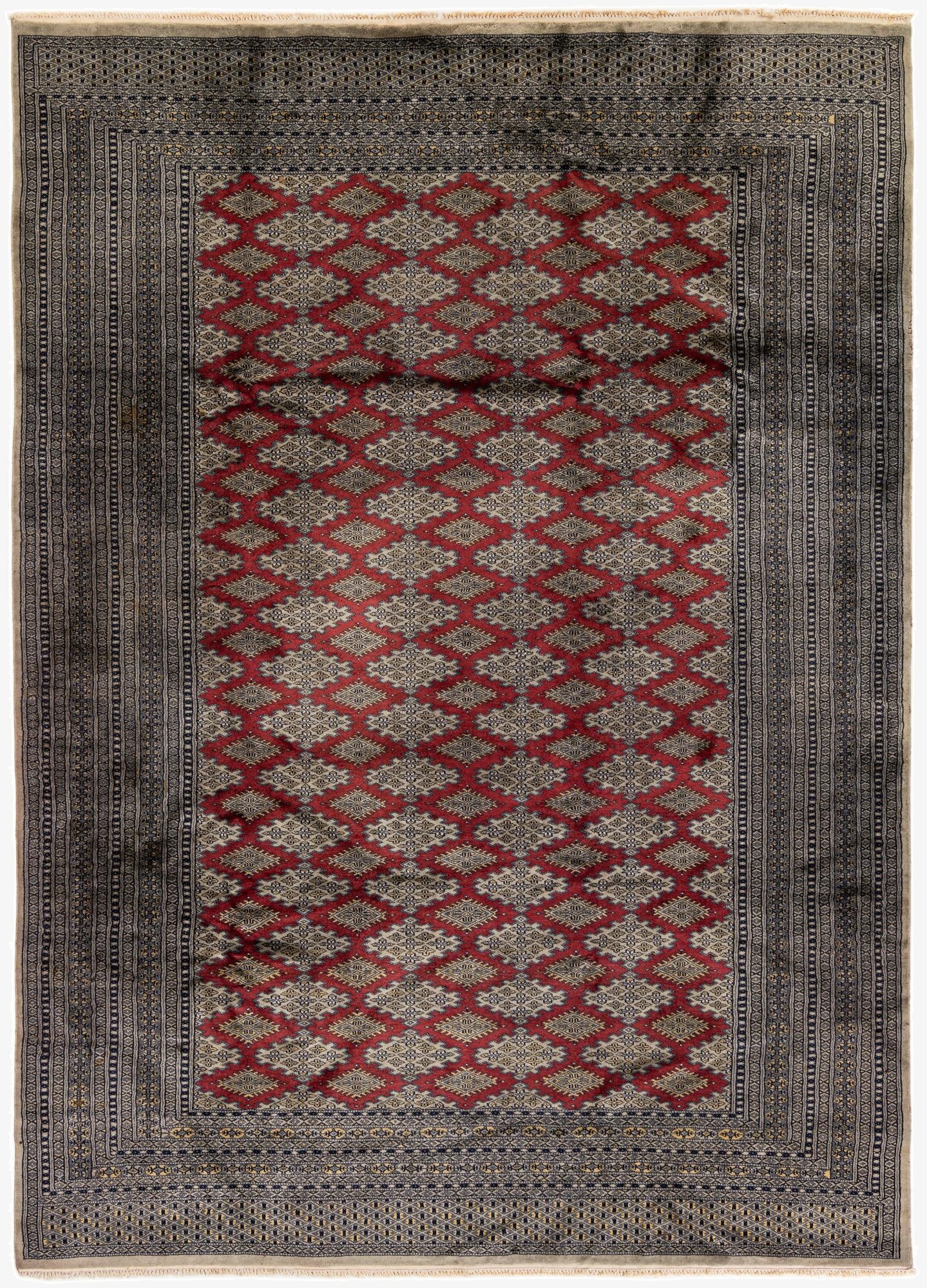 7' 1 x 9' 10  Hand Knotted Bokhara Oriental Wool Rug