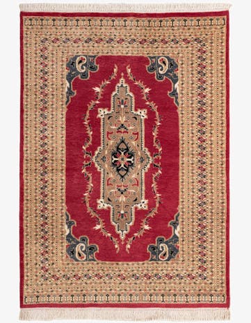 4' 4 x 6' 1 Hand Knotted Bokhara Oriental Wool Rug
