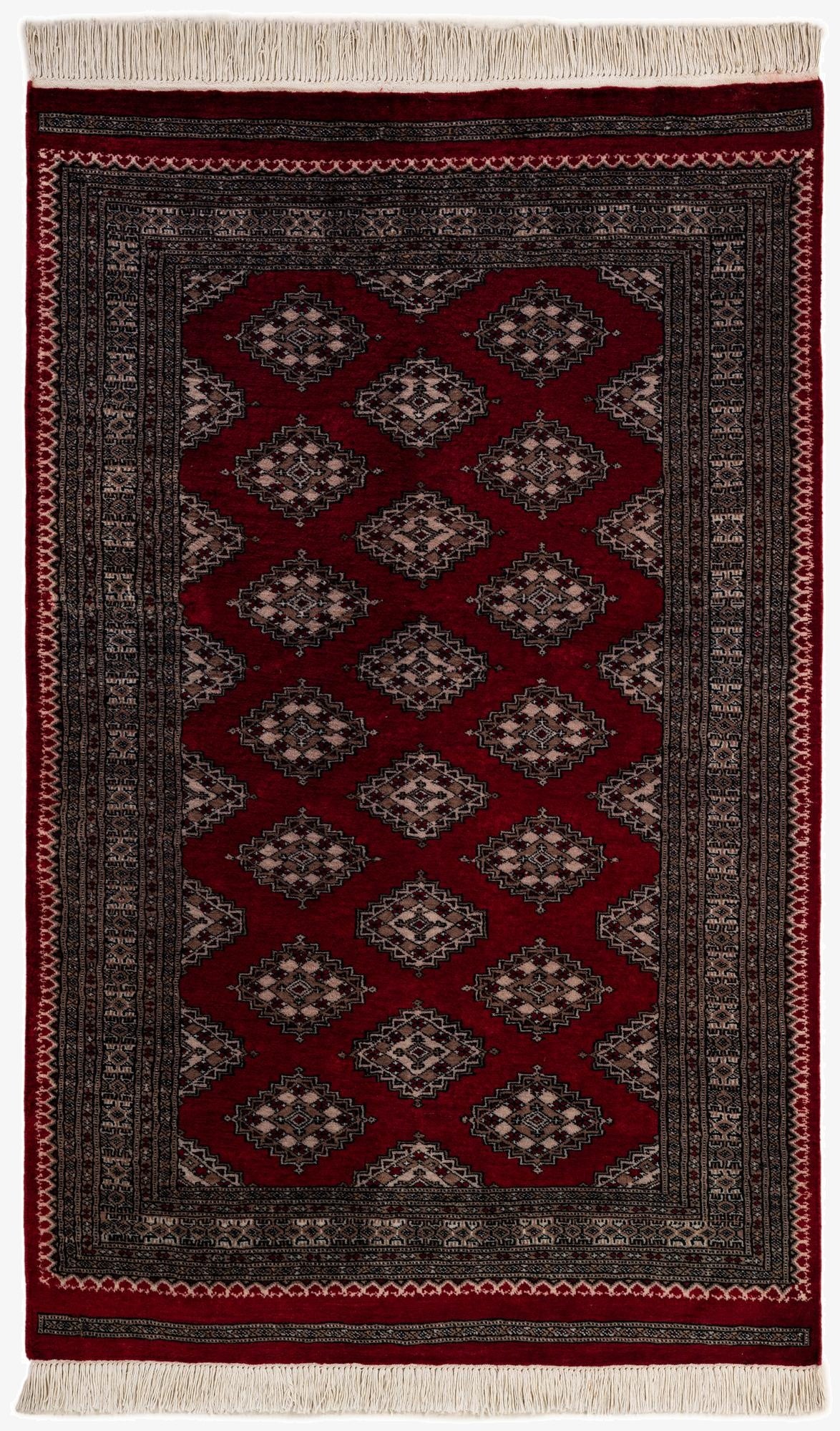 4' 2 x 6' 7  Hand Knotted Bokhara Oriental Wool Rug