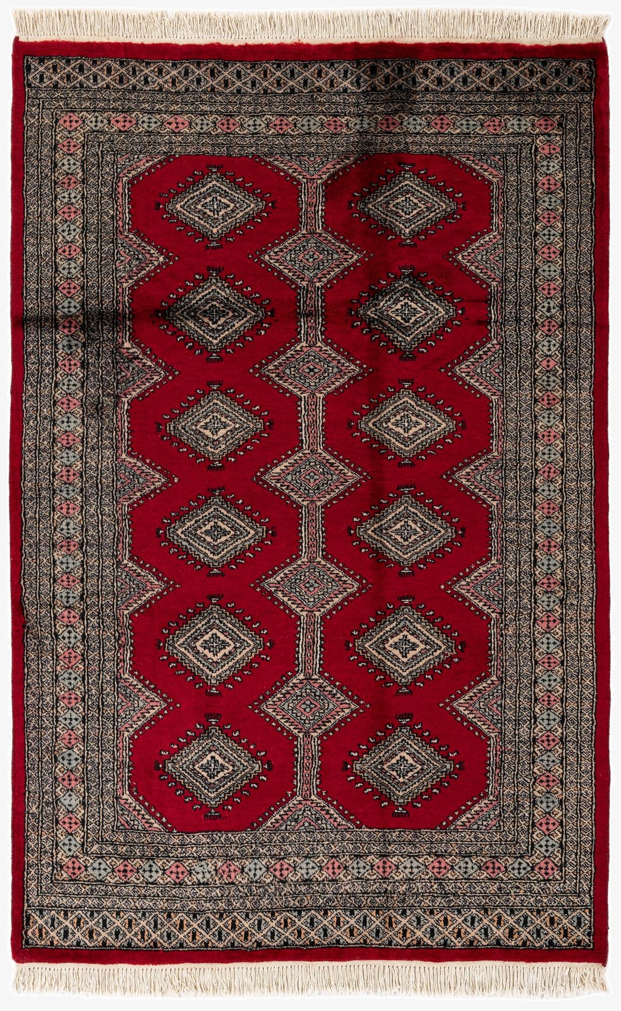 4' 2 x 6' 5  Hand Knotted Bokhara Oriental Wool Rug