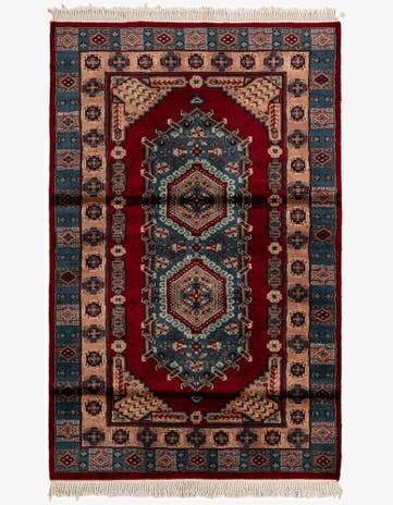 4' x 6' 3 Hand Knotted Bokhara Oriental Wool Rug