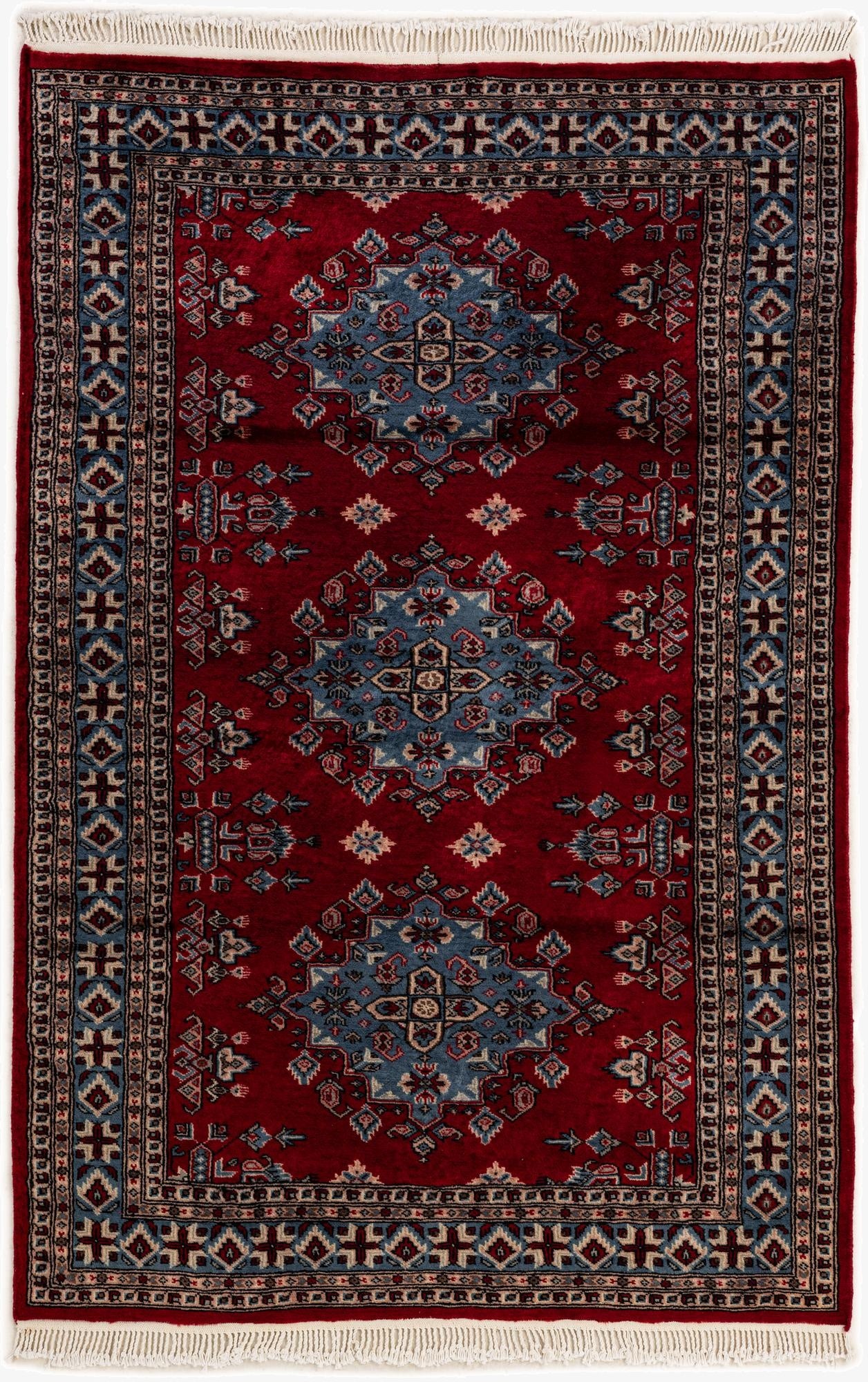 4' 3 x 6' 2  Hand Knotted Bokhara Oriental Wool Rug