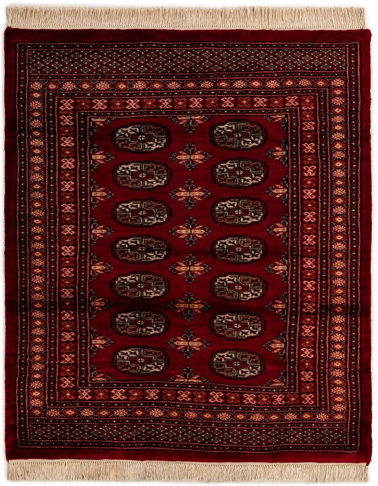Detail image of 4' 3 x 6' Hand Knotted BokharaTorkaman Persian Wool Rug