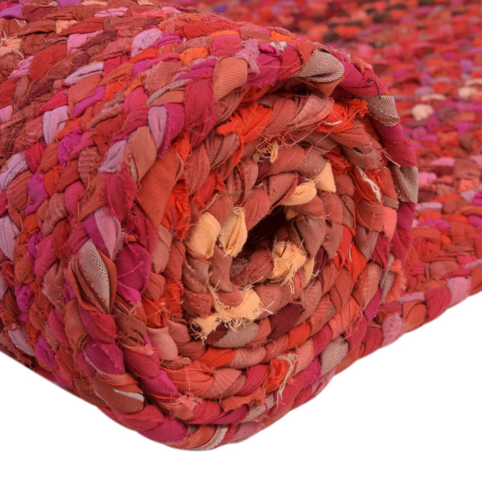 Custom Red Handmade Braided Chindi Rug