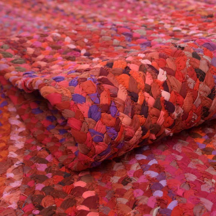 5' 1 x 8' Handmade Braided Chindi Rug
