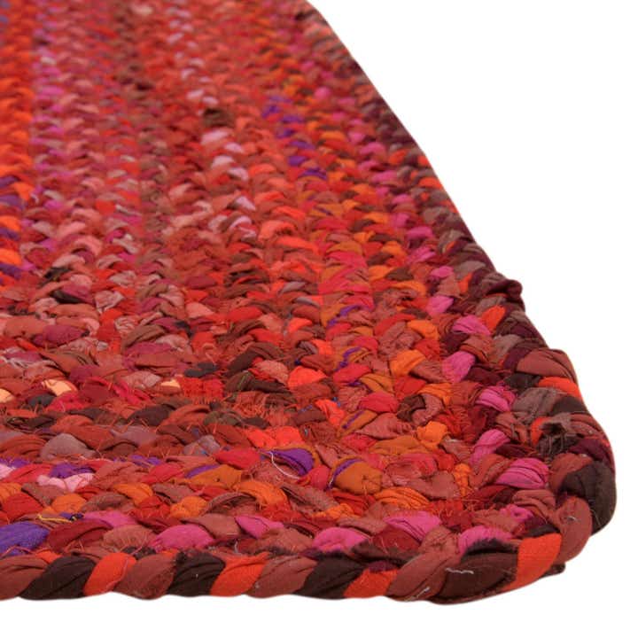 5' 1 x 8' Handmade Braided Chindi Rug