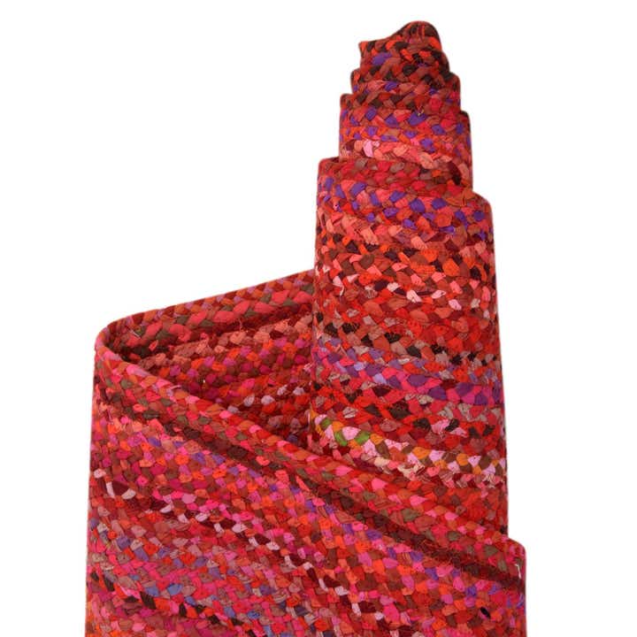 5' 1 x 8' Handmade Braided Chindi Rug