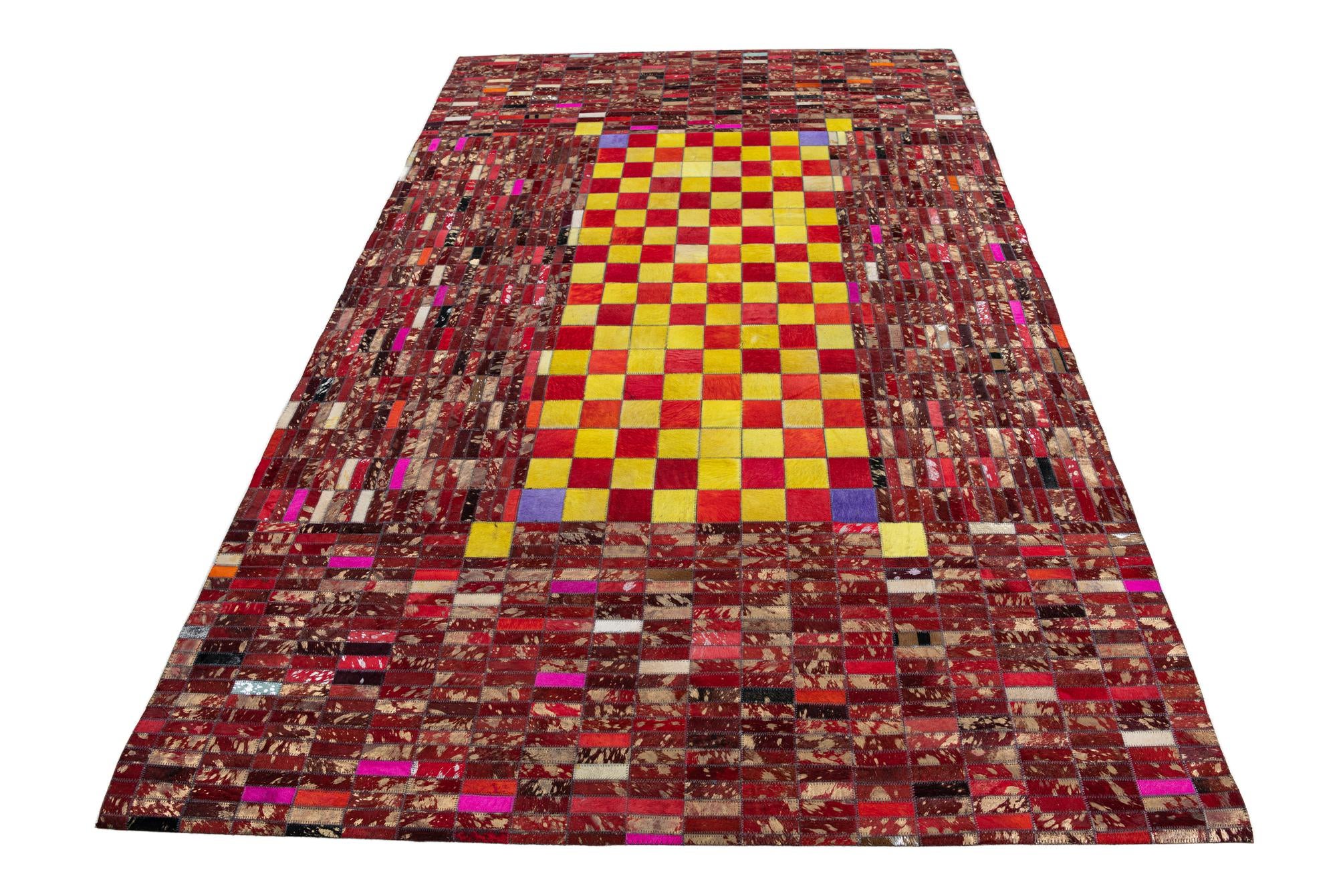 5' 1 x 8' Cowhide Leather Rug