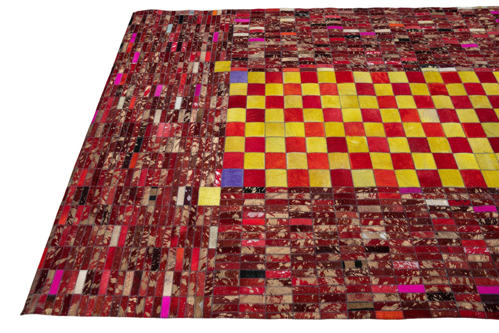 5' 1 x 8' Cowhide Leather Rug