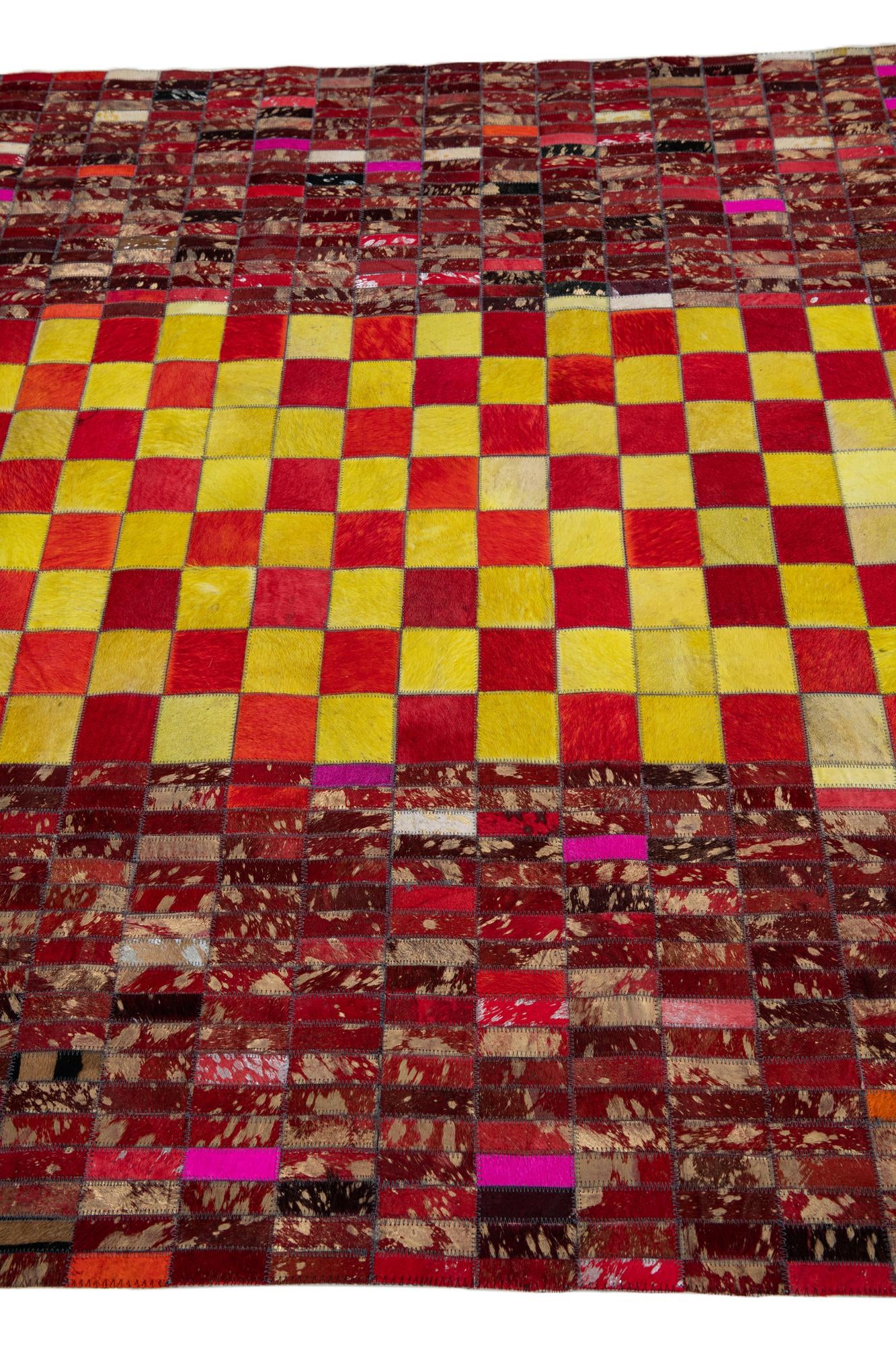 5' 1 x 8' Cowhide Leather Rug
