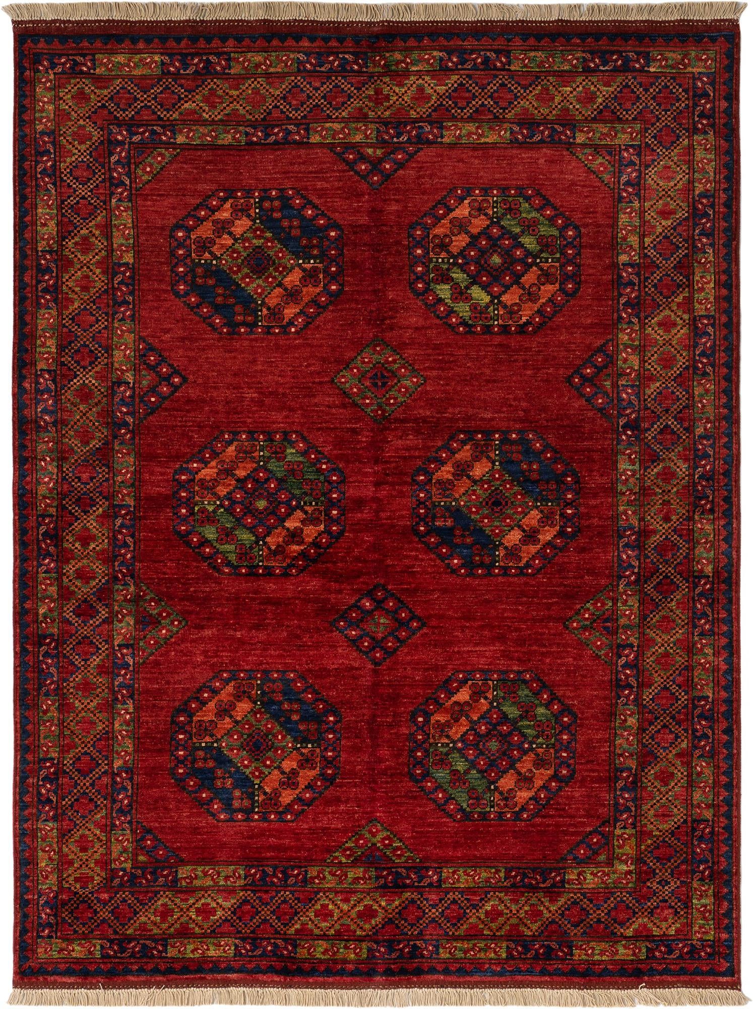 4' 11 x 6' 6 Ersari Afghan Wool Rug