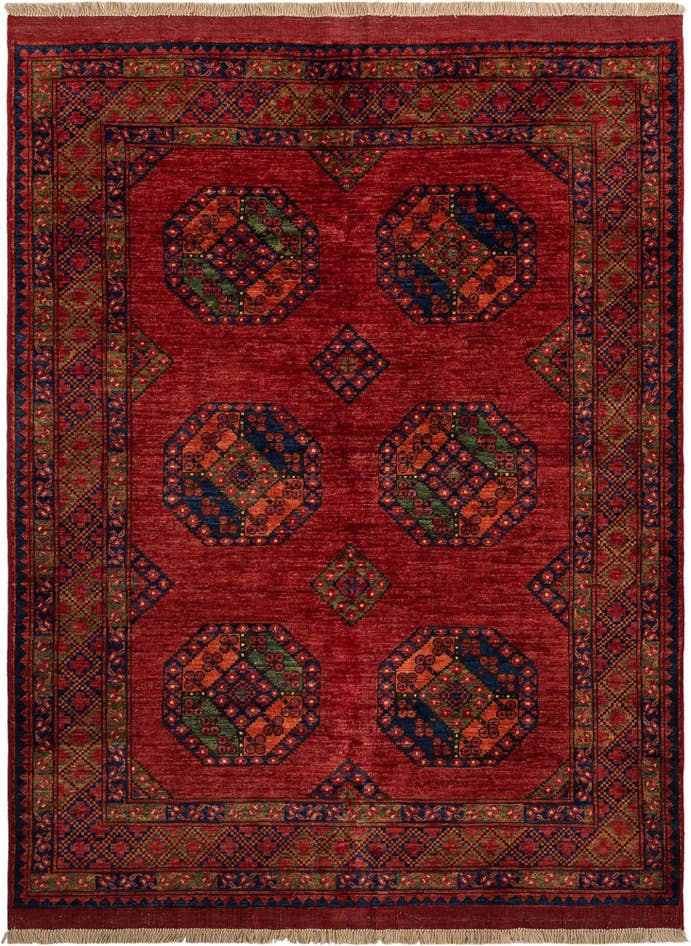 Detailfoto van 155cm x 200cm Ersari Afghan Wol Vloerkleed