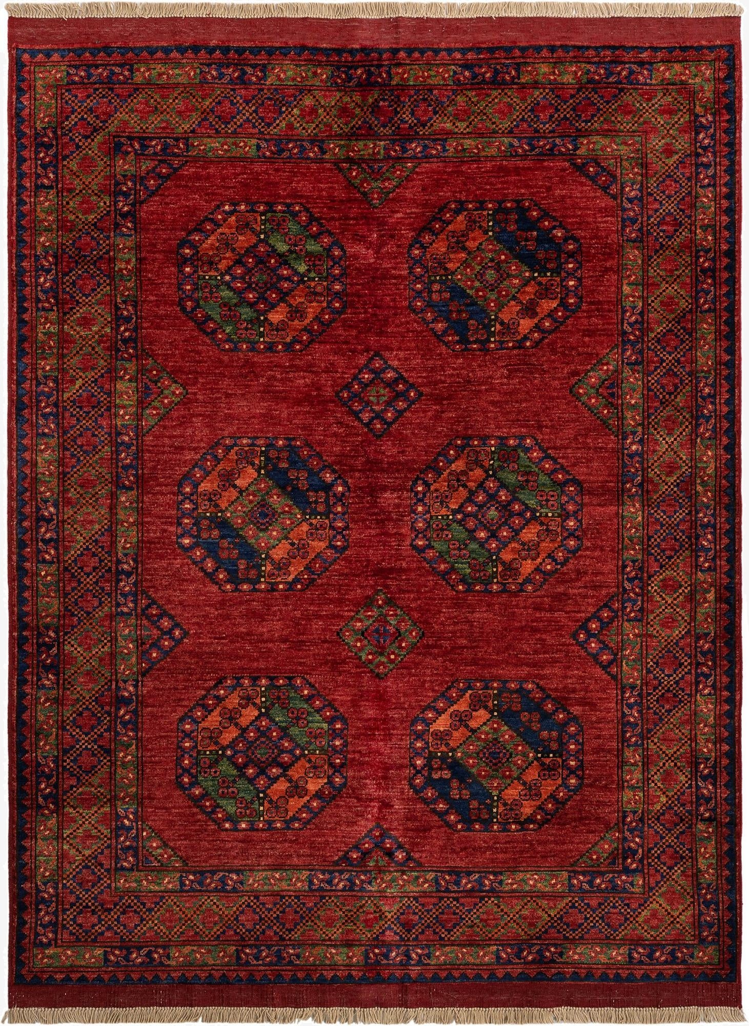 5' 1 x 6' 7 Ersari Afghan Wool Rug