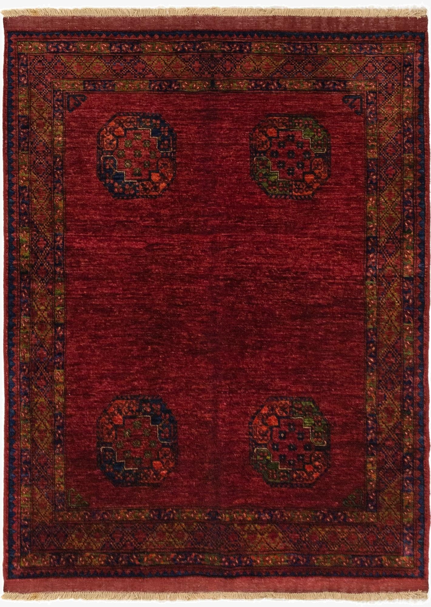 4' x 6' 4 Ersari Afghan Wool Rug