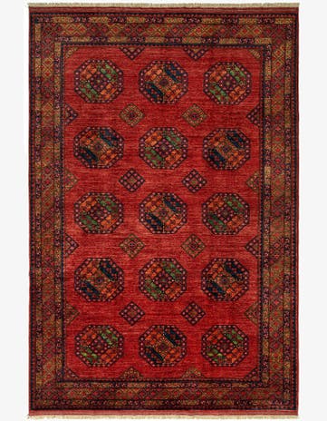6' 9 x 10' Ersari Afghan Wool Rug