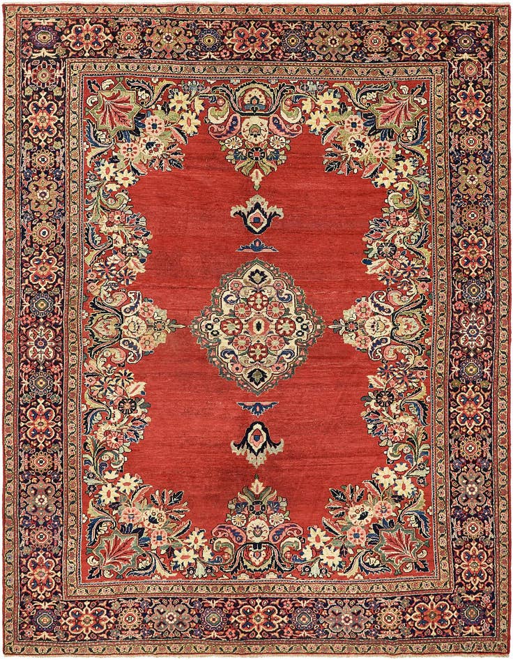 Detail image of 8' 9 x 12' 8 Hand Knotted Farahan Persian Wool Rug