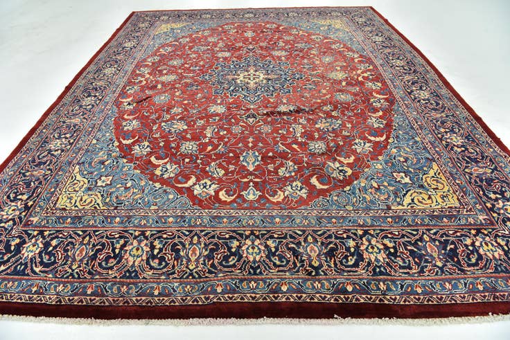 Detail image of 10' x 13' Hand Knotted Farahan Persian Wool Rug