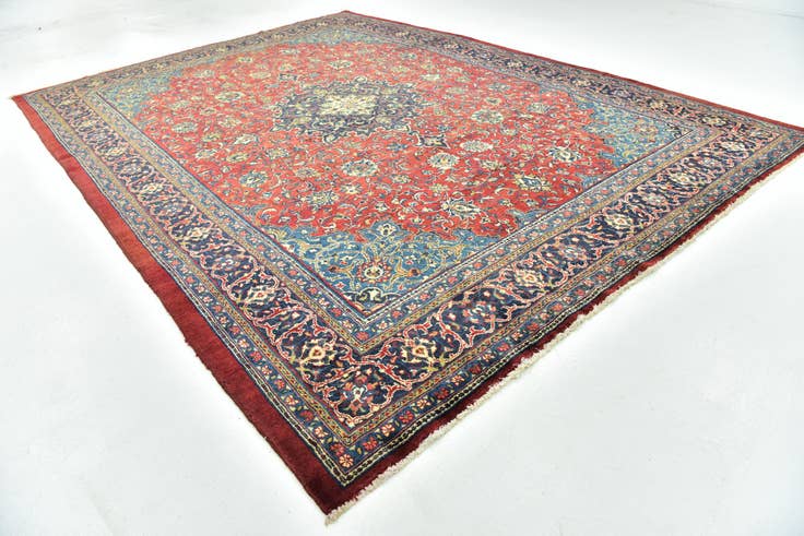 Detail image of 9' 6 x 13' Hand Knotted Farahan Persian Wool Rug