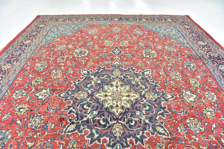 Detail image of 9' 6 x 13' Hand Knotted Farahan Persian Wool Rug