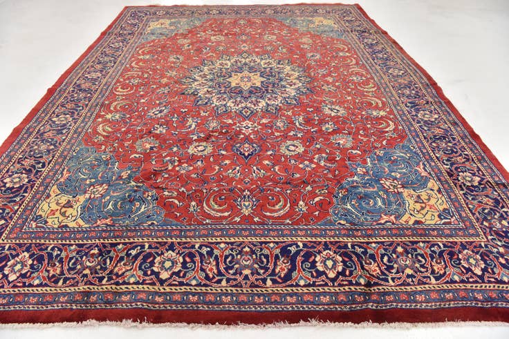 Detail image of 9' 9 x 13' Hand Knotted Farahan Persian Wool Rug