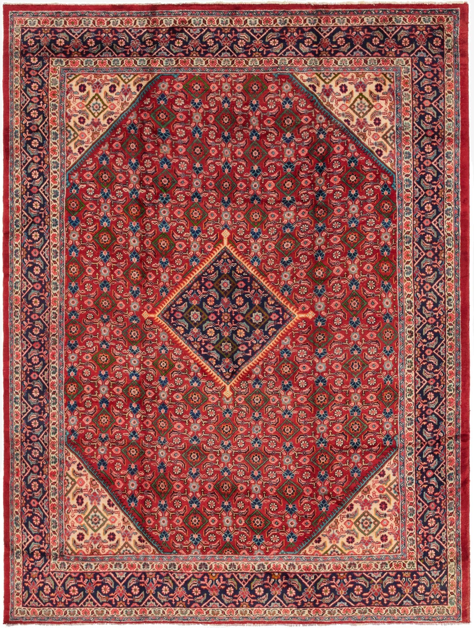 9' 8 x 13'  Hand Knotted Farahan Persian Wool Rug