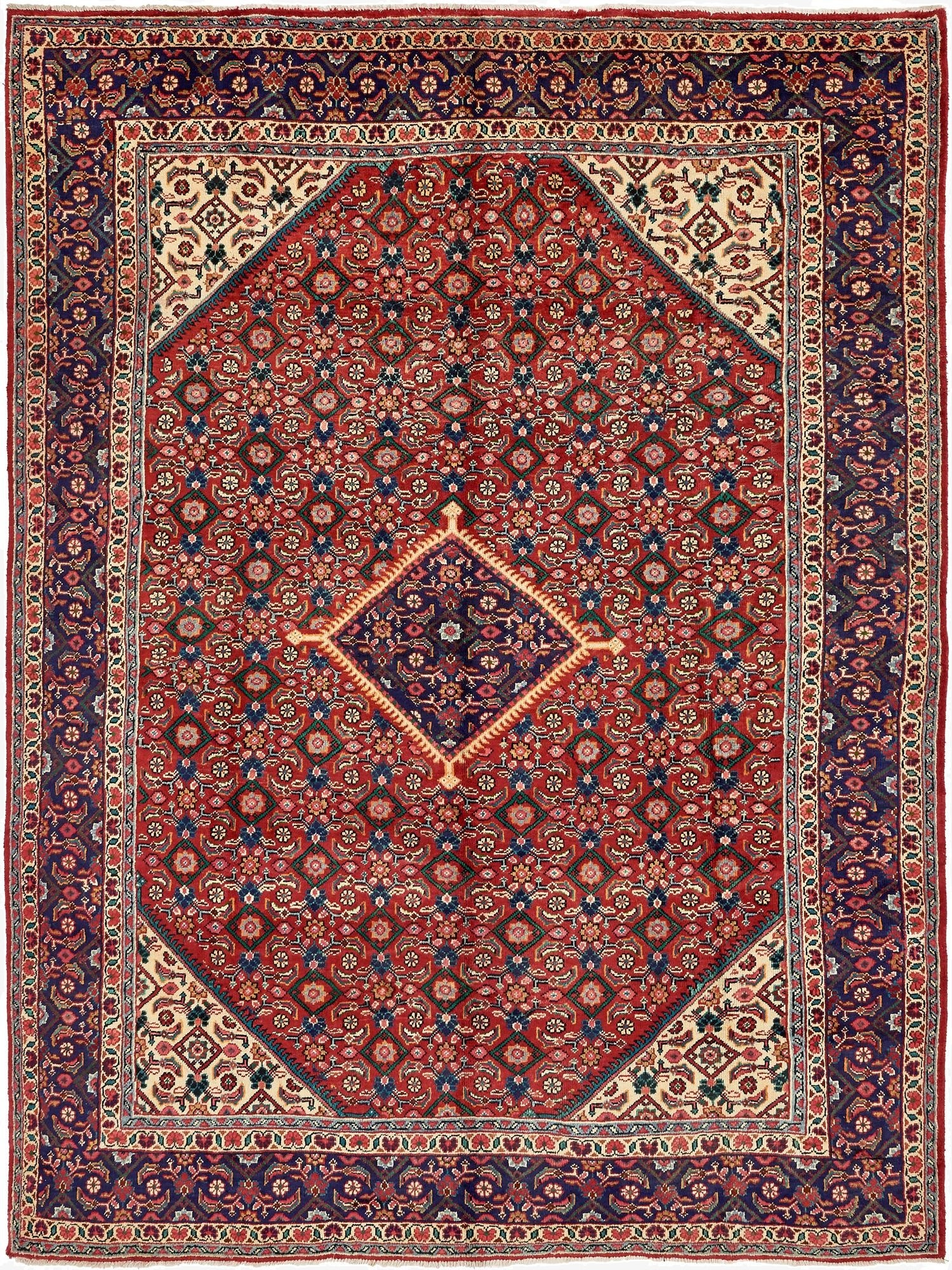 9' 9 x 13' 2  Hand Knotted Farahan Persian Wool Rug