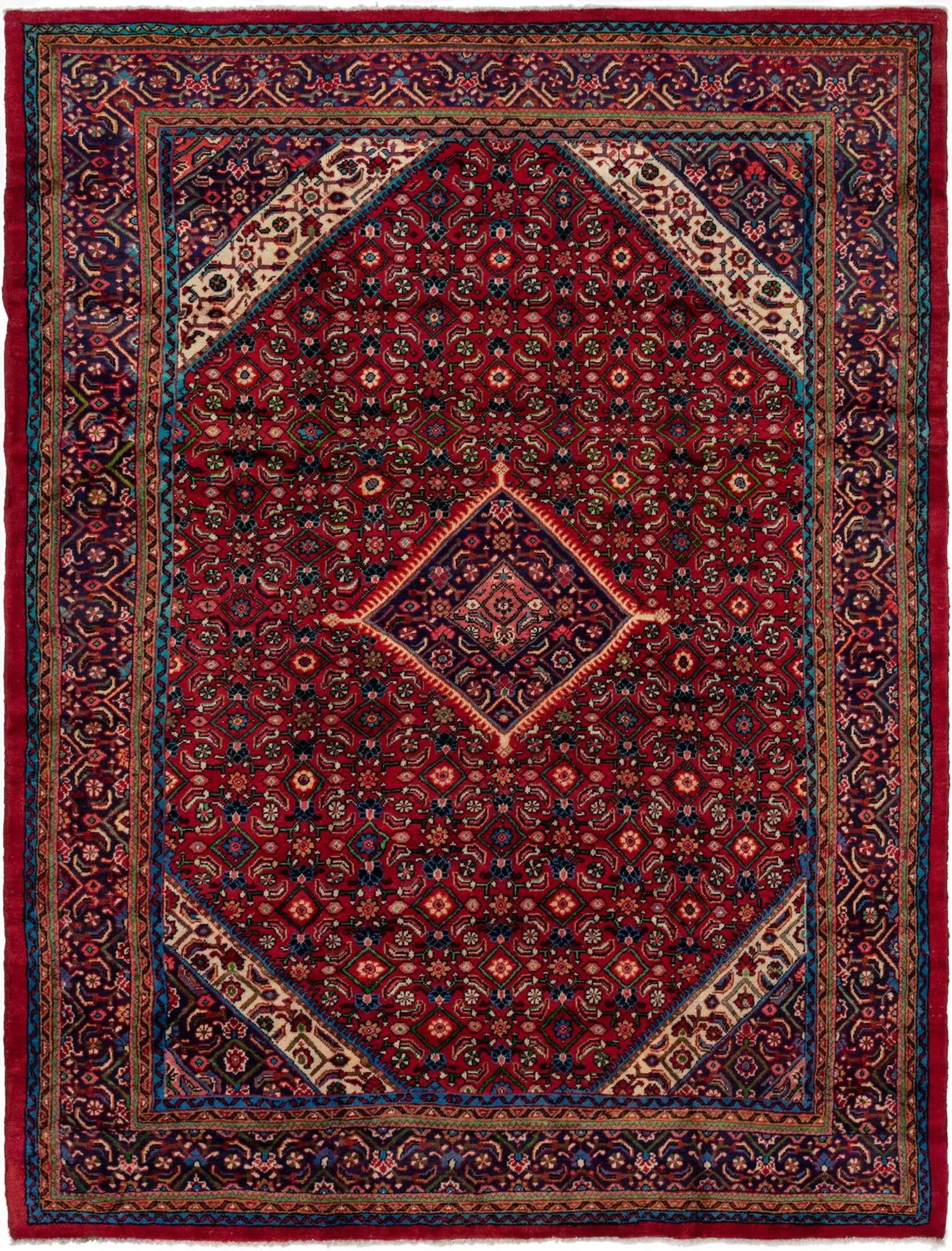 9' 6 x 13'  Hand Knotted Farahan Persian Wool Rug