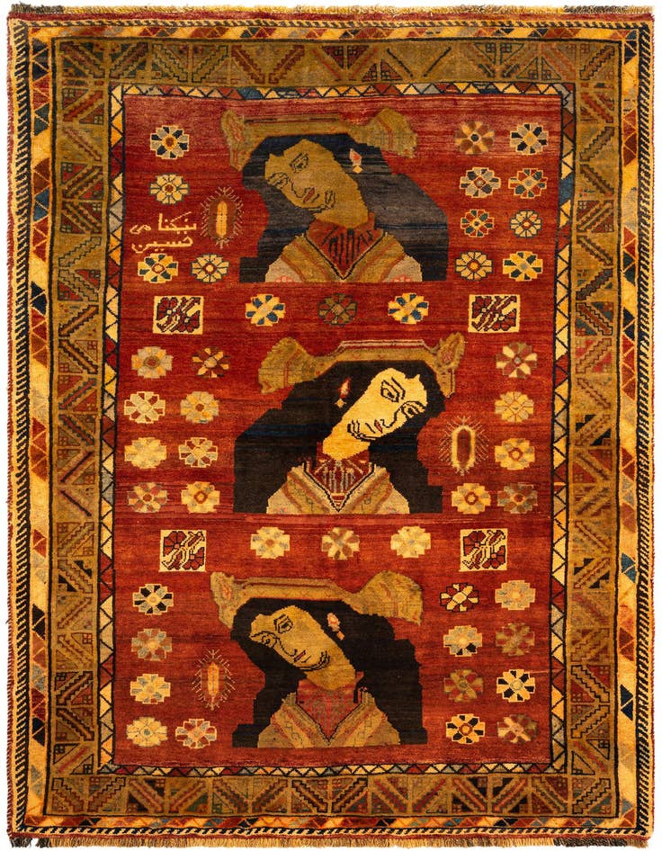 Detail image of 4' 11 x 8' Gabbeh Wool Rug