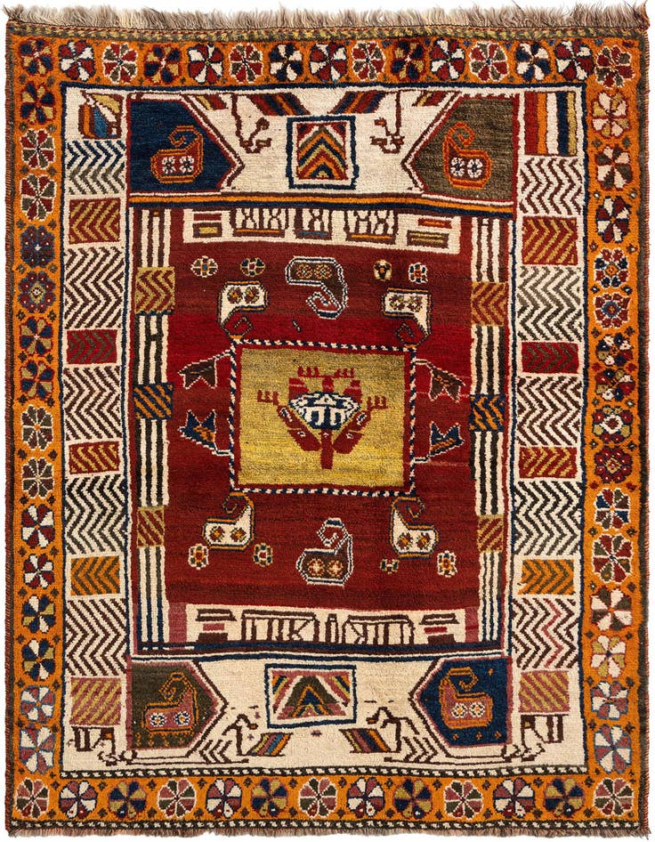 Detail image of 4' 3 x 6' 11 Gabbeh Wool Rug
