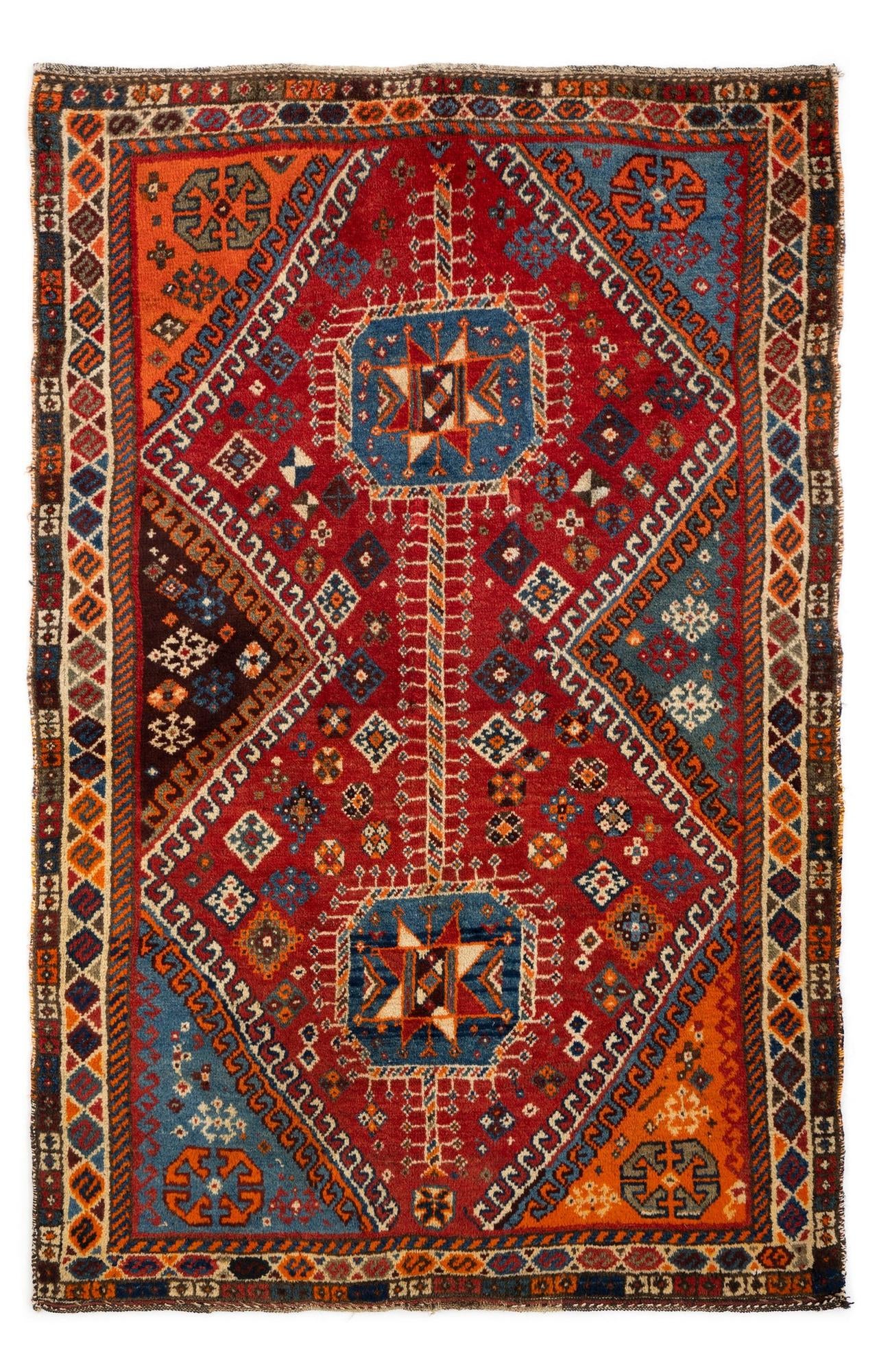 3' 10 x 5' 11  Hand Knotted Gabbeh Persian Wool Rug