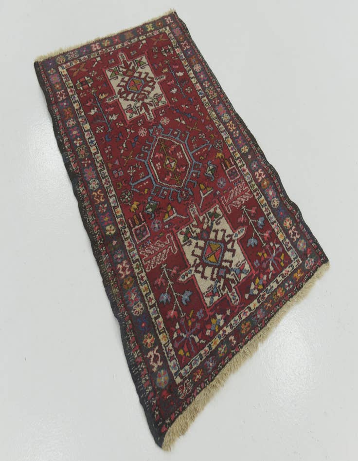 Detail image of 3' 4 x 4' 7 Hand Knotted Gharajeh Persian Rug