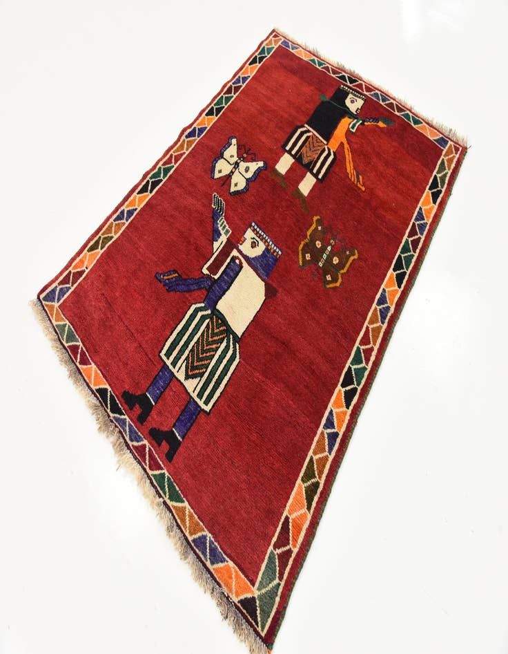 Detail image of 3' 8 x 5' 3  Hand Knotted Ghashghaei Persian Wool Rug