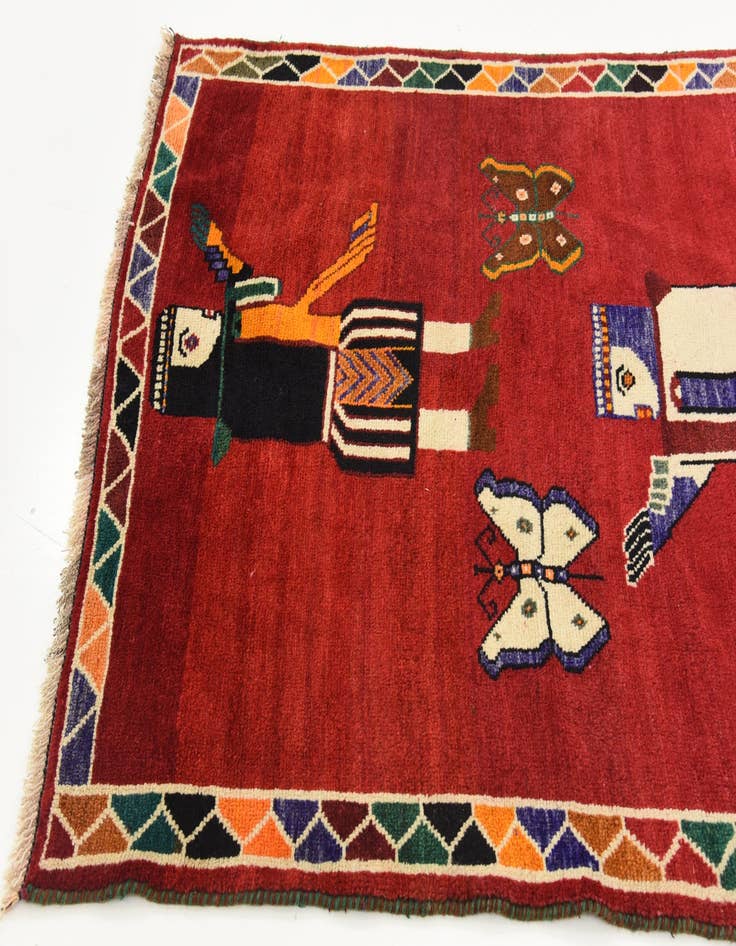 Detail image of 3' 8 x 5' 3  Hand Knotted Ghashghaei Persian Wool Rug