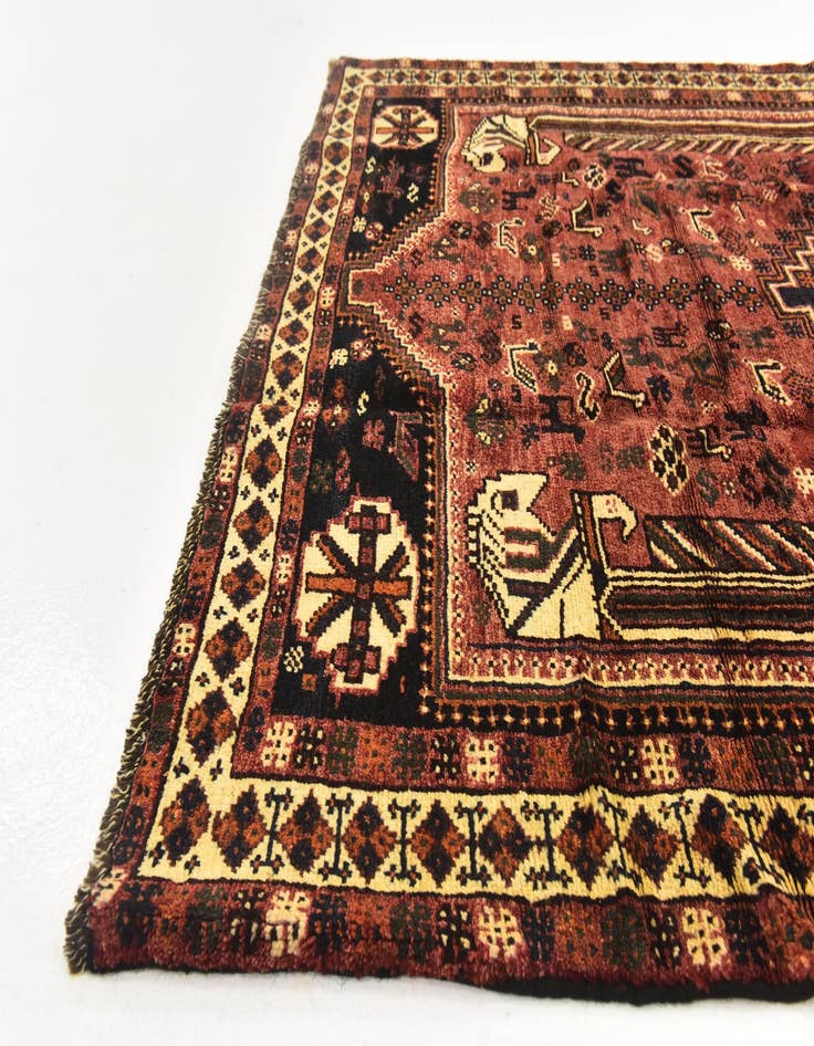 Detail image of 5' 2 x 7' 10 Hand Knotted Ghashghaei Persian Wool Rug