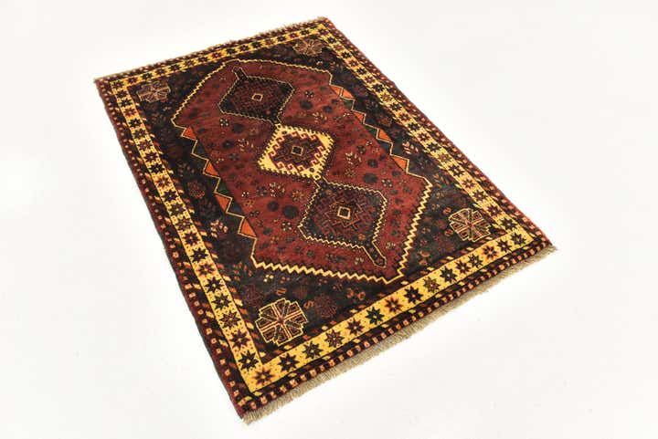 3' 9 x 5' 4 Hand Knotted Ghashghaei Persian Wool Rug