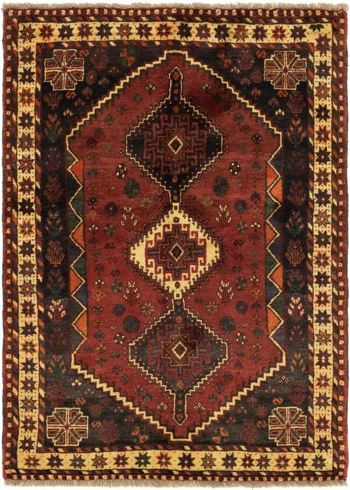 3' 9 x 5' 4 Hand Knotted Ghashghaei Persian Wool Rug