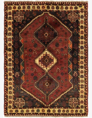 3' 9 x 5' 4 Hand Knotted Ghashghaei Persian Wool Rug