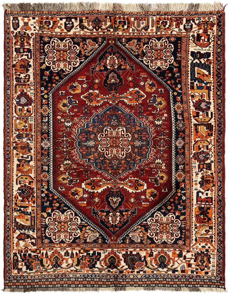 Detail image of 4' 11 x 8' 4 Ghashghai Wool Rug