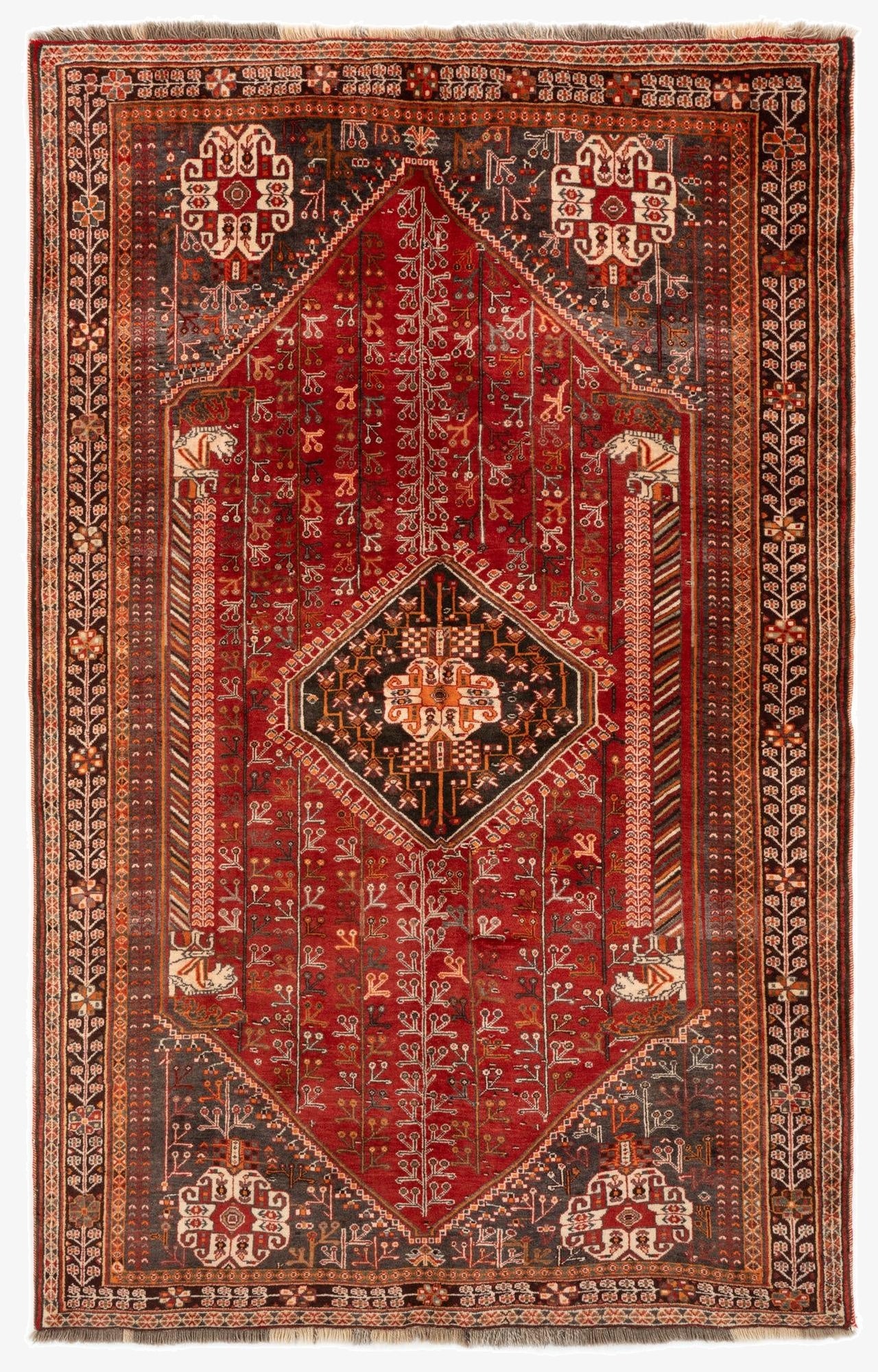 5' 4 x 8' 2 Hand Knotted Ghashghai Persian Wool Rug